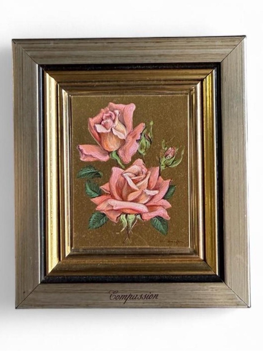 Pink Rose Framed Artwork by Goldart International, Switzerland